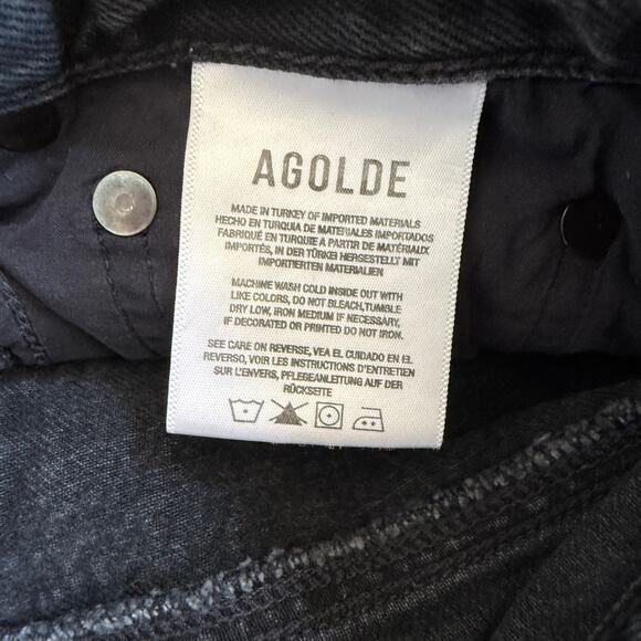 Agolde Revole Black Criss Cross Asymmetrical Straight Leg High Rise Jeans Sz 26 - Picture 8 of 9